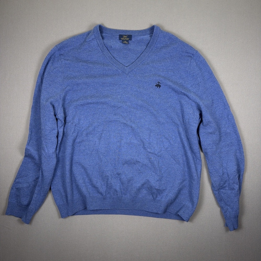 Brooks Brothers Merino Extra Fine Vneck Sweater Blue